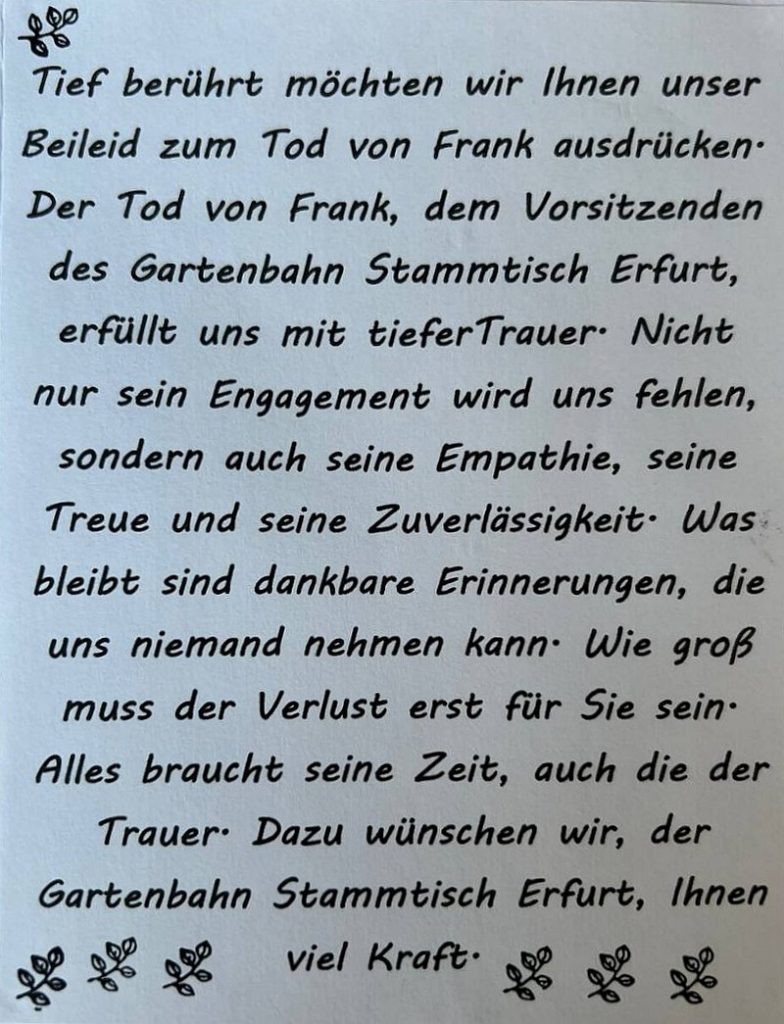 Trauer um Frank Reichel